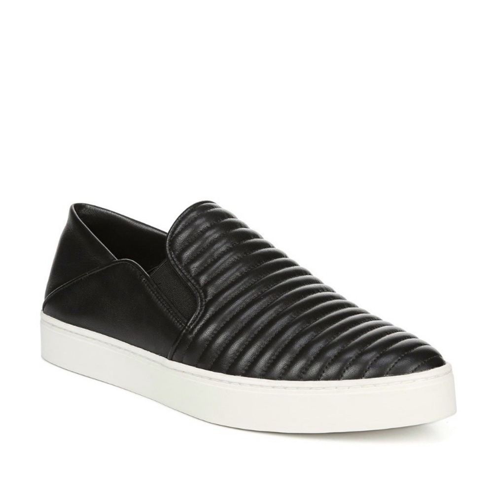 Vince Garvey Slip On Shoes Womens Size 9.5 Black Quilted Leather Casual Sneaker